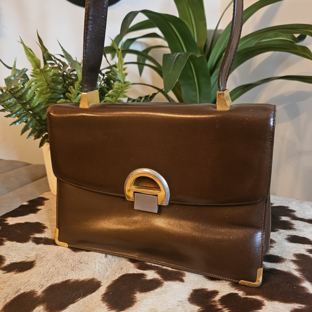 Vintage Koret Dark Brown Leather Shoulder Bag